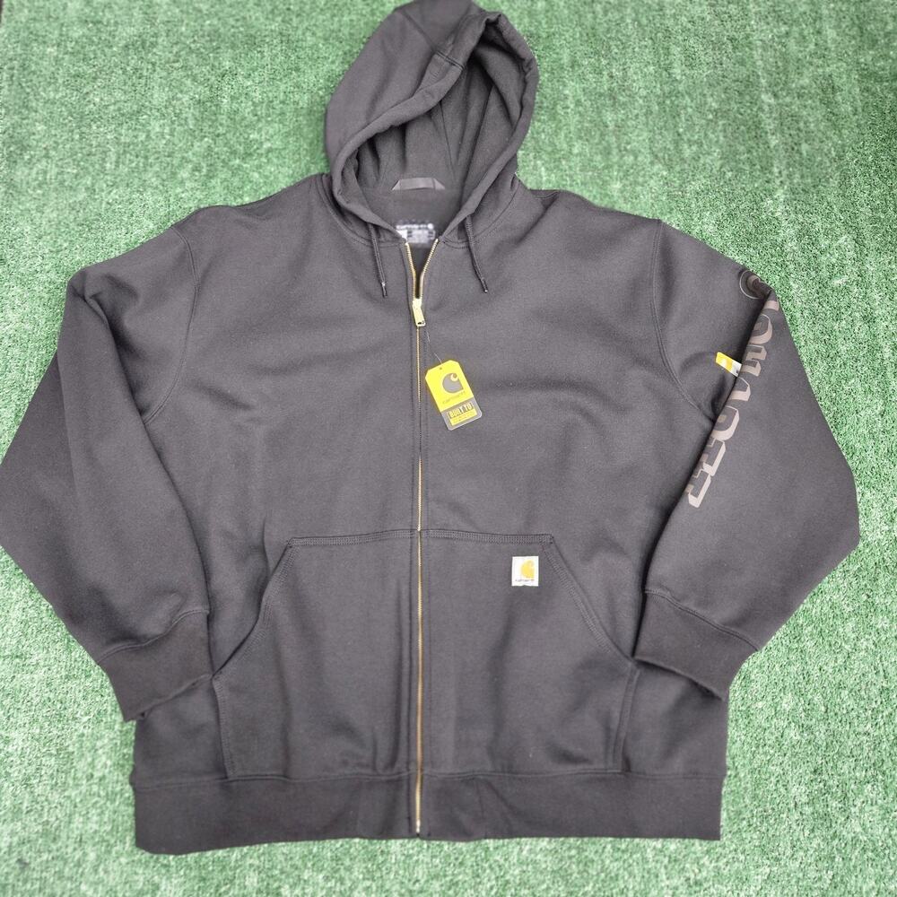 Carhartt Men’s Full Zip Hooded Fleece-Lined Hoodie Black 2XL Loose TS7165-M